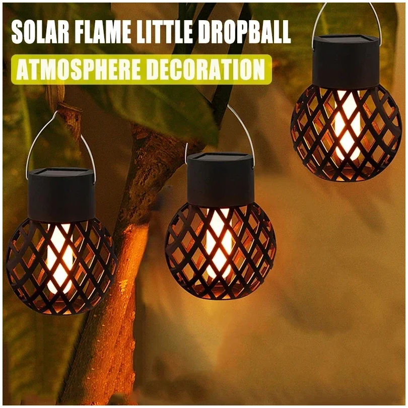 

Solar Flame Light Garden Lights Outdoor Waterproof Solar Hanging Lantern Hollow Flickering Flame Lawn Lamp for Garden Patio