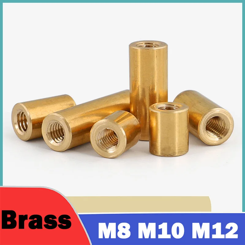1/2Pcs M8 M10 M12 Brass Extend Long Lengthen Round Coupling Nut Sleeve Tubular Nuts Joint Sleeve Nut Through-hole