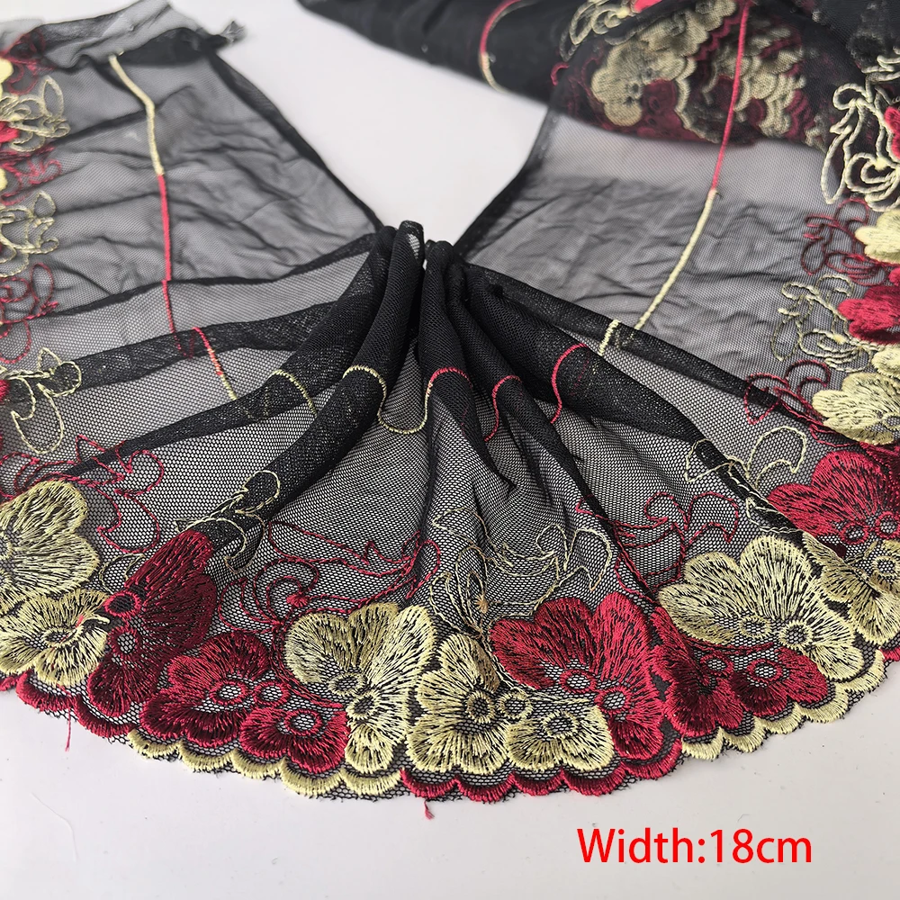 14-15Yards Wholesale of Colorful Mesh Embroidery Lace Trim, DIY Needlework, Sewing Doll Dress, Clothing Material , 4-20cm,213
