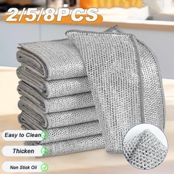 Silver Cleaning Cloth Magic Dish Towel Reusable Non Stick Oil Dishcloth Pot Strong Rust Removal Replace Steel Wire Balls Rag