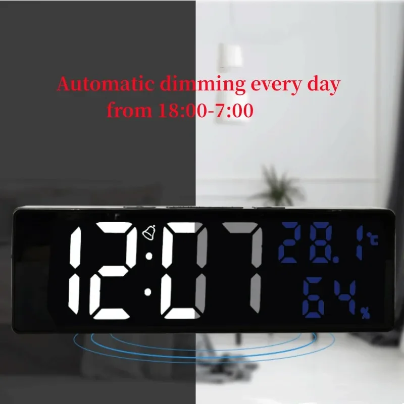 10/13/16 Inches Large LED Digital Wall Clock , Wall Mounted Temperature Date Week Display Timer Dual Alarm Clock