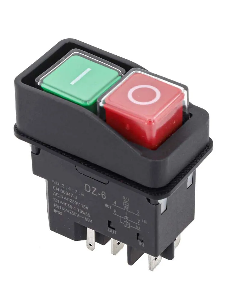 

For DZ6 Electromagnetic Pushbutton Switch 5Pins at 250VAC with Overload Protection Compatible with Electric Machines