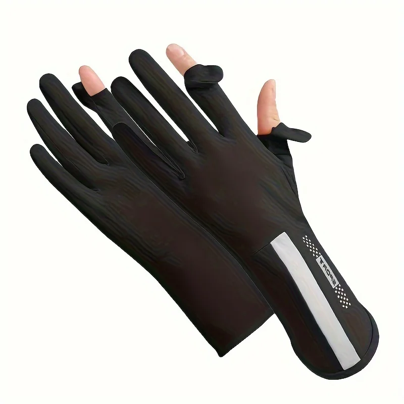 Summer Sunscreen Gloves Women Thin Ice Silk Anti-ultraviolet Dew Finger Touch Screen Driving Riding Non-slip Breathable Gloves