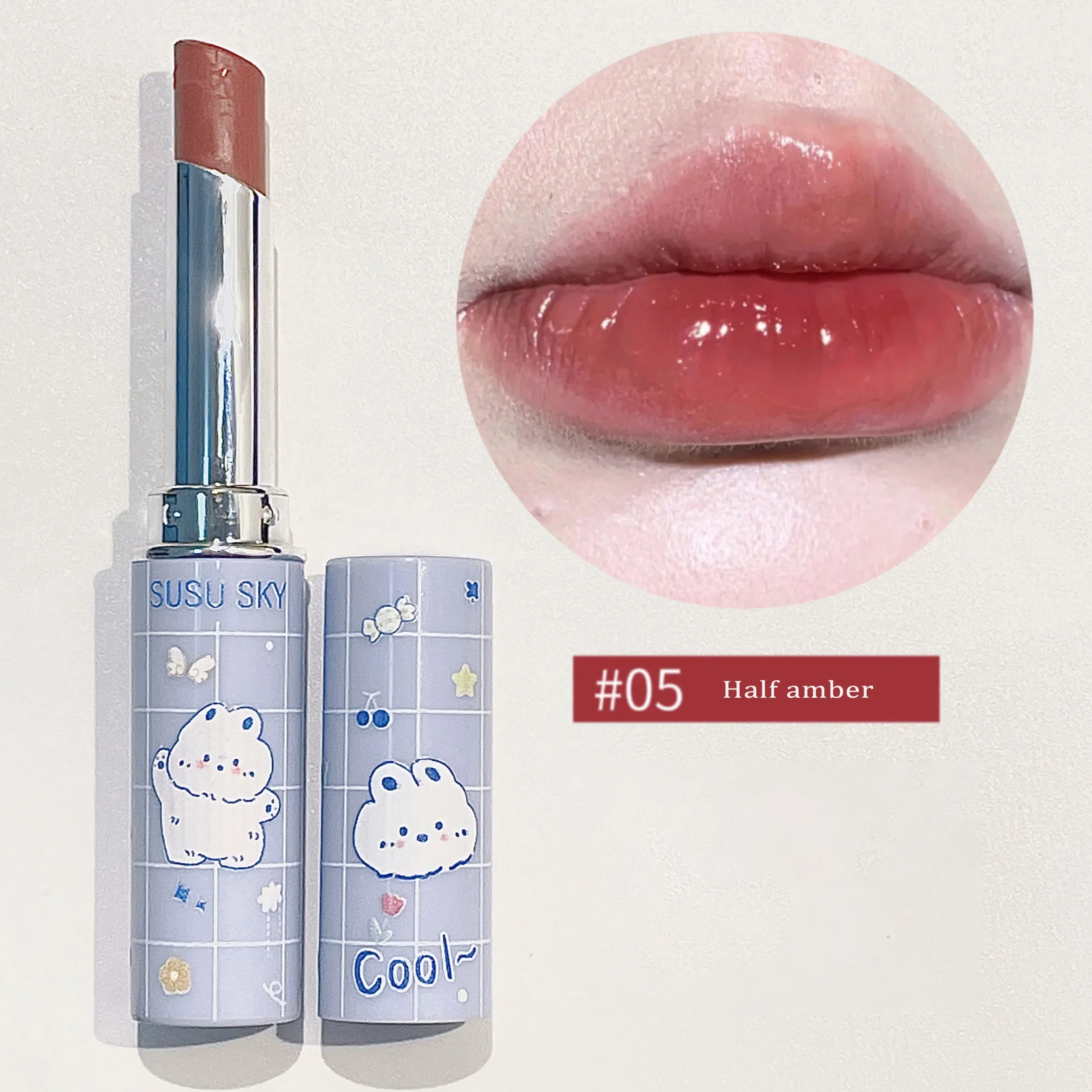 Bálsamo Labial Colorido Heallor, Matiz Hidratante, Batom Duradouro, Impermeável, Transparente, Bastão de Reparação, Maquiagem para Meninas C, 6 Cores