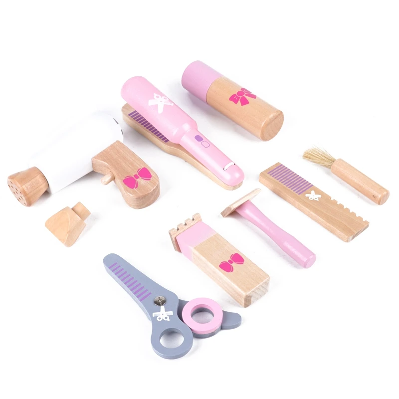 

Children Simulation Wooden Toys Pretend Play Dressing Haircut Toys Set Baby Early Educational Toys For Girl Gifts