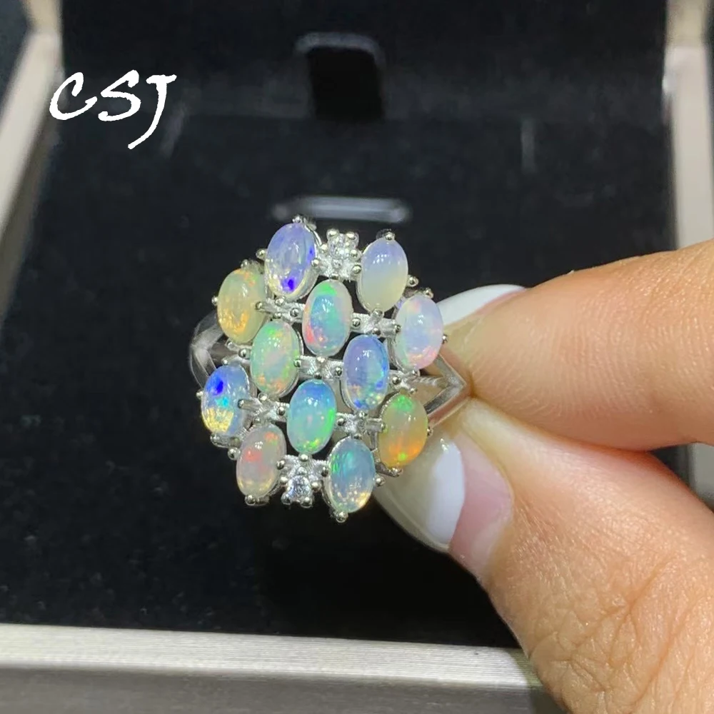 

Trendy Natural Opal Rings Sterling 925 Silver Gemstone 3*5mm for Women Birthday Party Fine Jewelry Gift