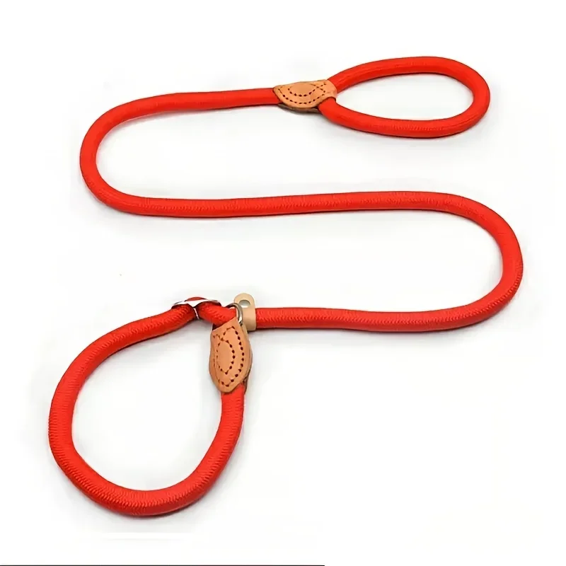 Corde de chien marketavec contrôle de traction, ceinture sans boucle de nervure, joint en cuir durable, colliers pour animaux de compagnie en forme