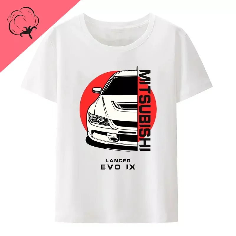 Initial D MITSUBISHI LANCER EVO IX 100%Cotton Men Clothing Short Sleeve Summer Streetwear O-neck Zevity Hip-hop Street Fashion