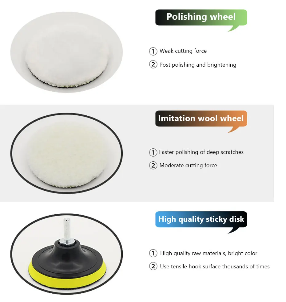 KKJOY 6-teiliges Polierschwamm-Set für Autos, Schaumstoff-Puffer zum Wachsen und Entfernen von Kratzern, 3, 4, 5 Zoll, kompatibel mit Poliermaschinen – Detail 5