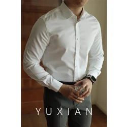 Men's long sleeved shirt casual, simple, high-quality, wrinkle free, slim fit, business formal, all season collection