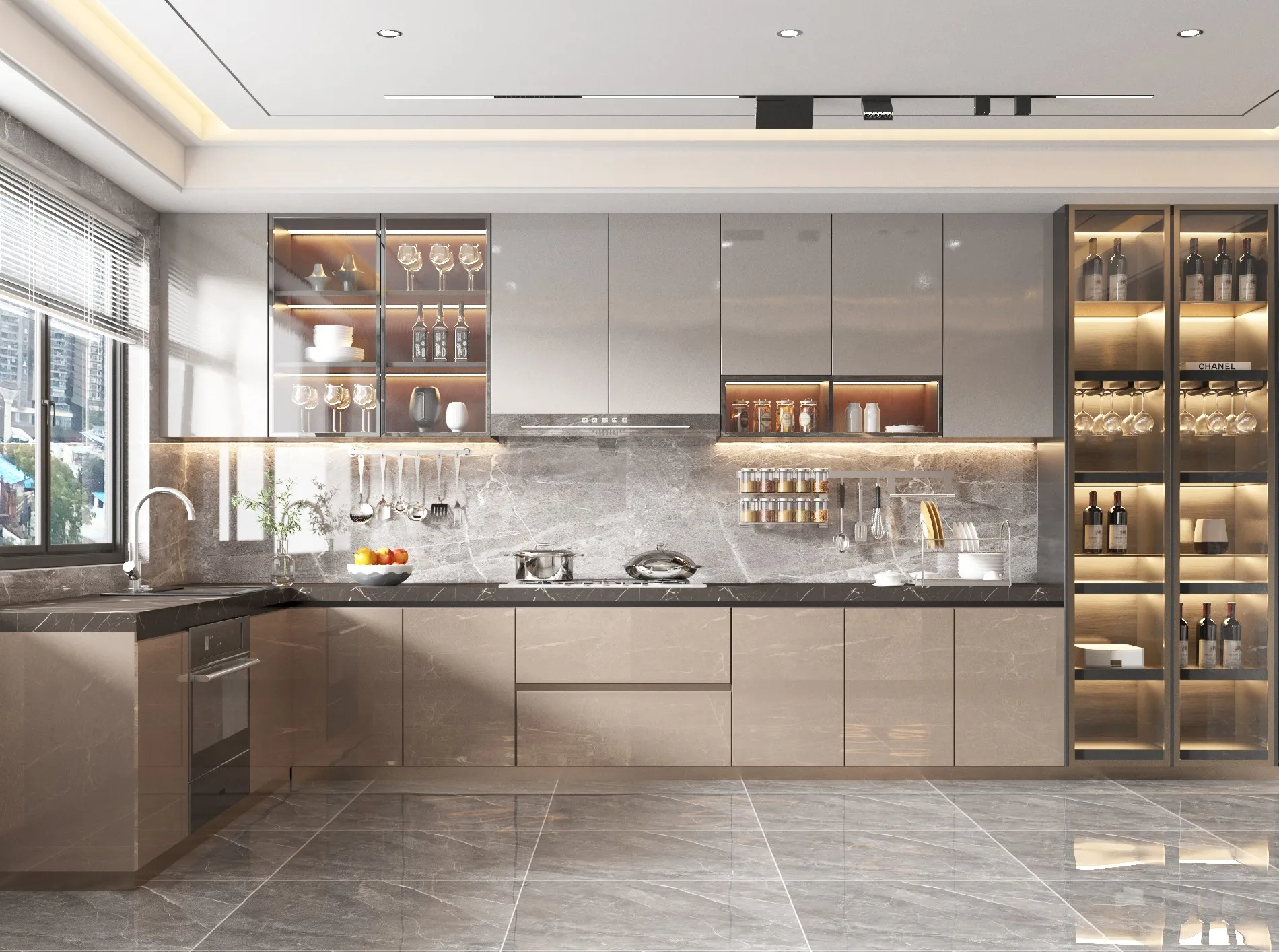 High-End Exclusive Luxury Brand Dining Room Sideboard Custom Wood Accessory Sets for Efficient Kitchen Storage