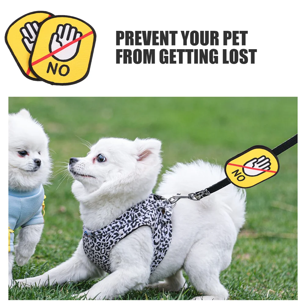 

2Pcs Dog Leash Sticker Reusable Pet Id Tags Easy Clean Waterproof Sleeve Beware of Dog Sign Identification