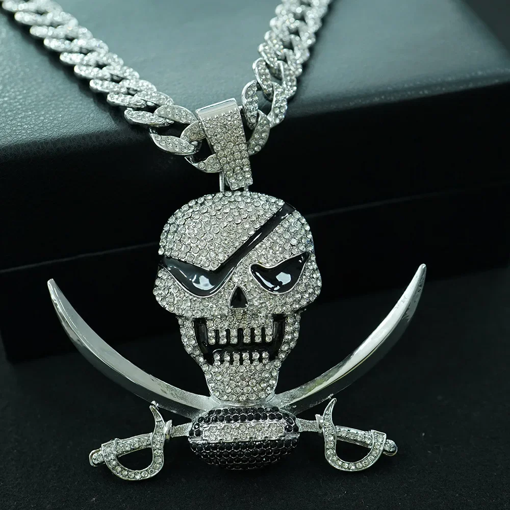 

Men Women Hip Hop SKull Pendant Necklace Cuban Chain HipHop Iced Out Bling Necklaces Hiphop Fashion Punk Jewelry