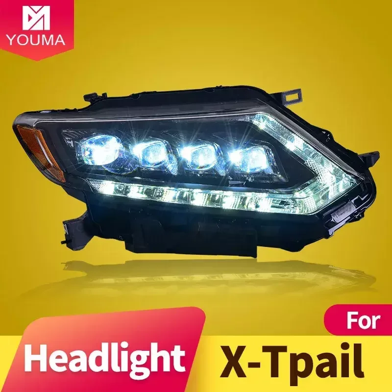 Car Styling Head Lamp for Nissan X-trail Headlights 2014-2016 Rouge LED Headlight DRL All LED Low Beam High Beam Accessories