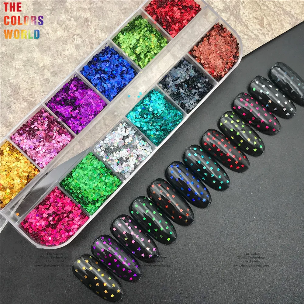 TCT-890 Holographic Star Glitter Smallest 1MM Size Paillettes For Nails Hair Beauty Polish Charms Nail Art Decorations Jewelry