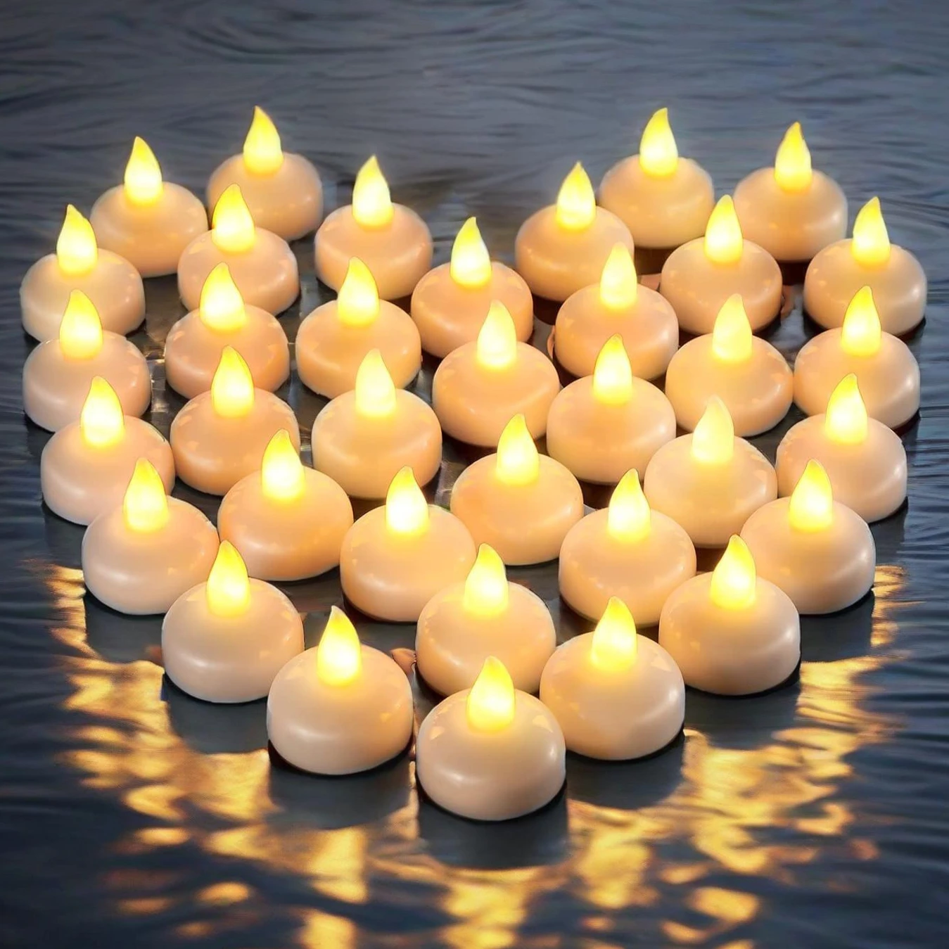 LED Floating Candles Flameless Flickering Waterproof Tea Lights Candles for Bathtub Swimming Pool Vase Valentine Christmas Decor