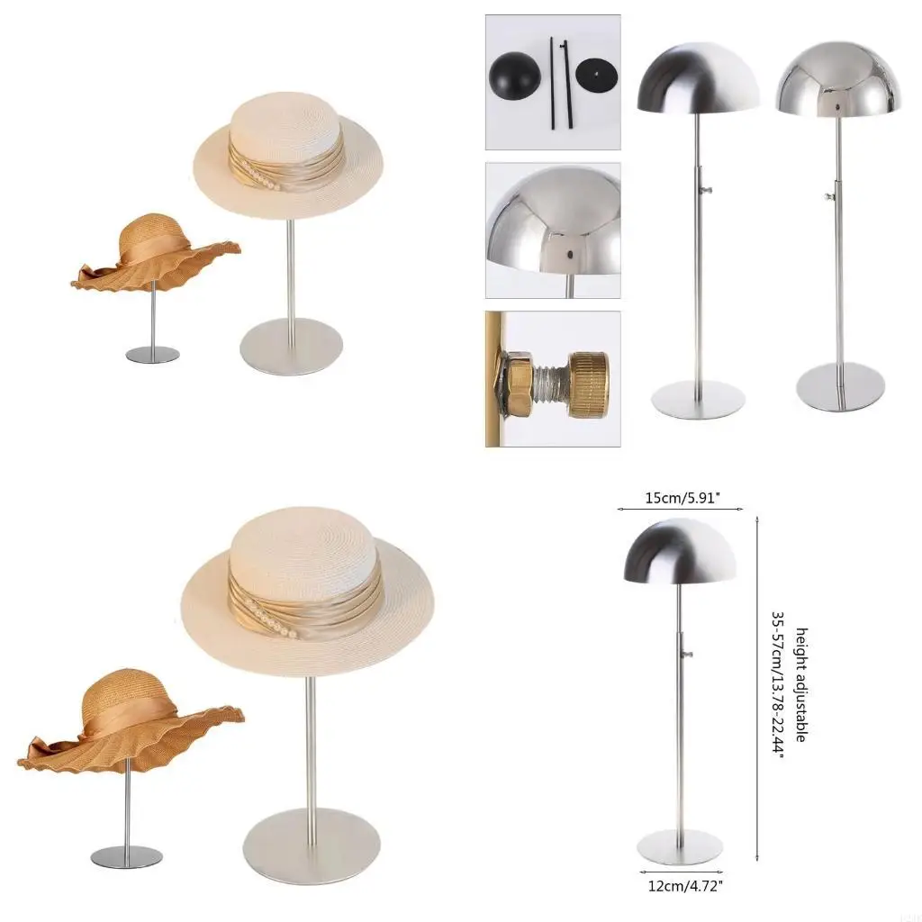 

Adjustable Height Hat Stand Metal Dome Design Tabletop Display Helmet Rack Stainless Steel Shelf