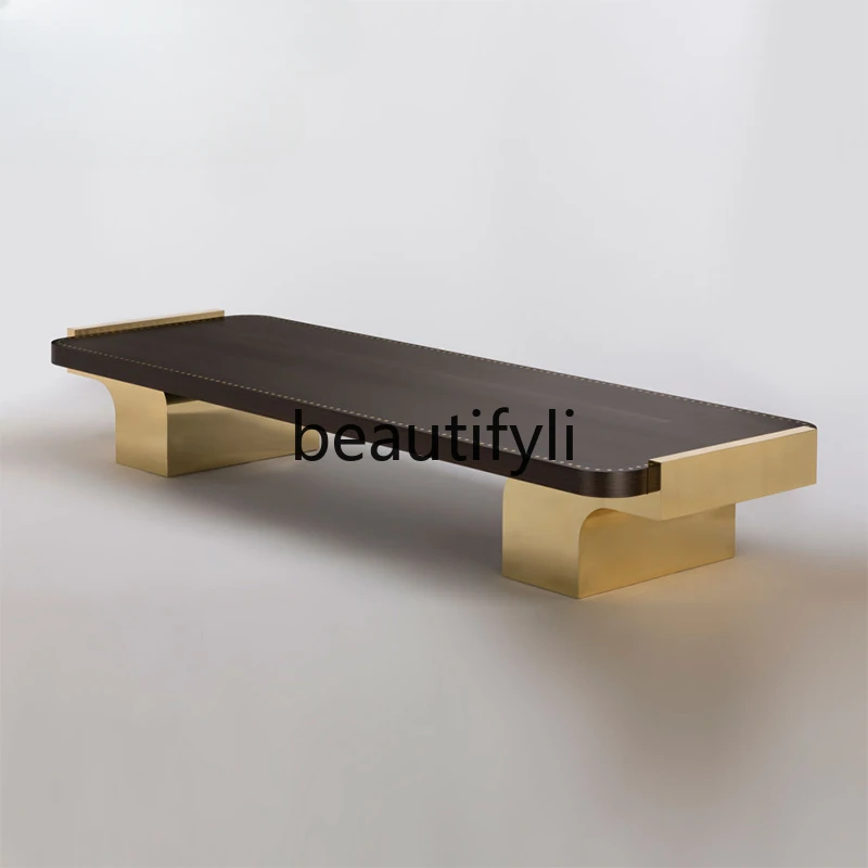 Modern light luxury square creative tea table simple and minimalist irregular solid wood coffee table combination