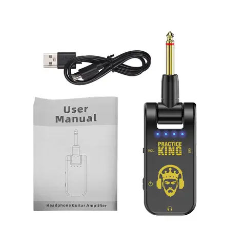 Silent Guitar Amplifier Guitar Headphone Amp 50H Use Time Rechargeable 282° Rotatable Head Guitar Earphone Amplifier WS-6