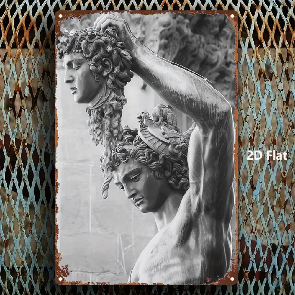 Griechische Mythologie Vintage Metallschild 8x12 Zoll 2D Flache Wandkunst Heim Garten Badezimmer Dekoration