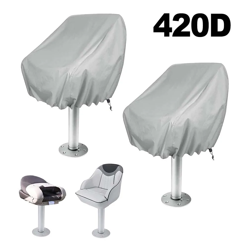 

2pcs Boat Seat Cover Outdoor Waterproof Pedestal Pontoon Captain Boat Bench Chair Seat Cover Oxford Chair Protective Covers