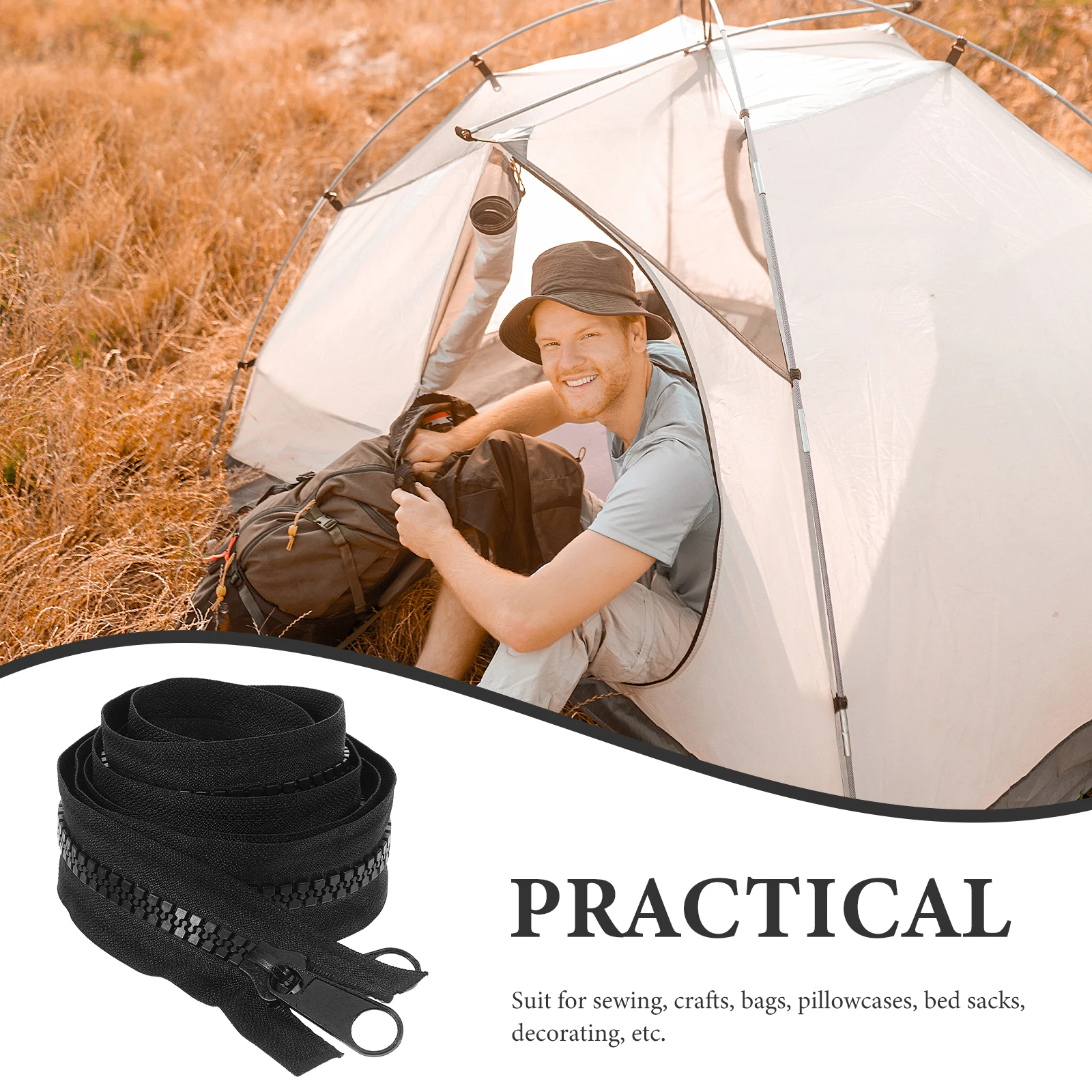 

HOODANCOS Heavy Duty Outdoor Zipper 2pcs Tent Suitcase Repair Kit Polyester Strong Sewing Fastener for Camping Gear