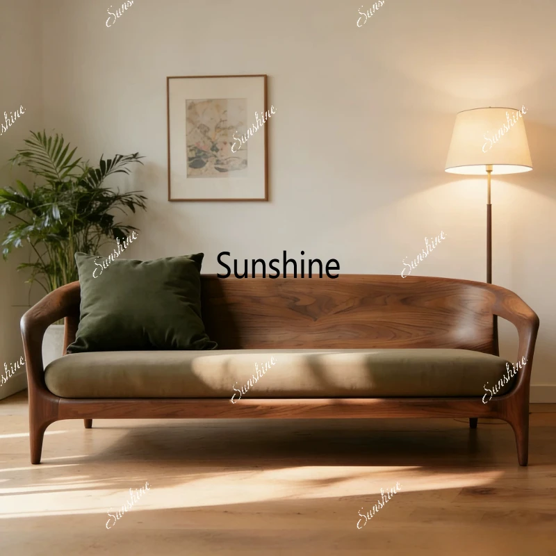 

Modern minimalist straight row sofa reception high-end lounge chair solid wood