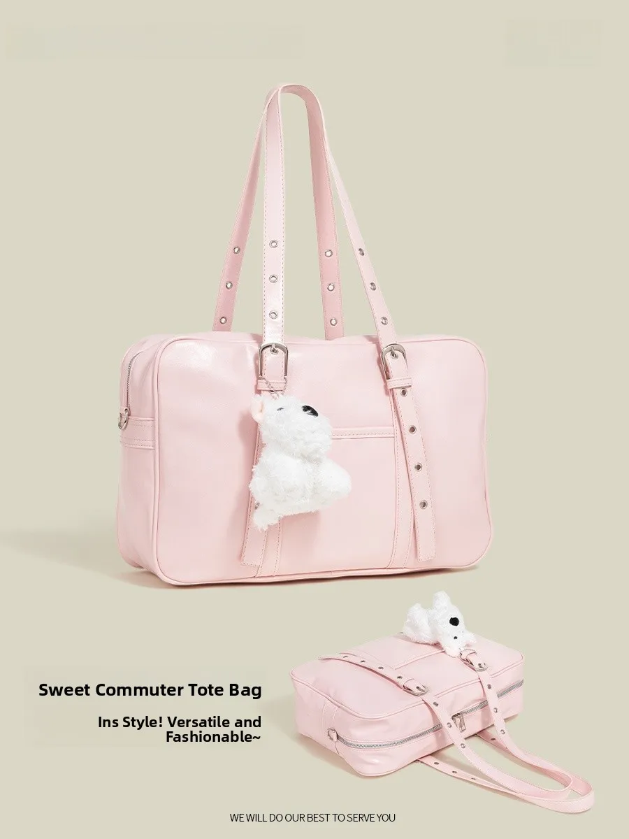 

CasperKeanu Japanese School orm Sle Large Capaci Sweet Girl Tote Bag 2025 New Commuter Soft PU Leather Handbag