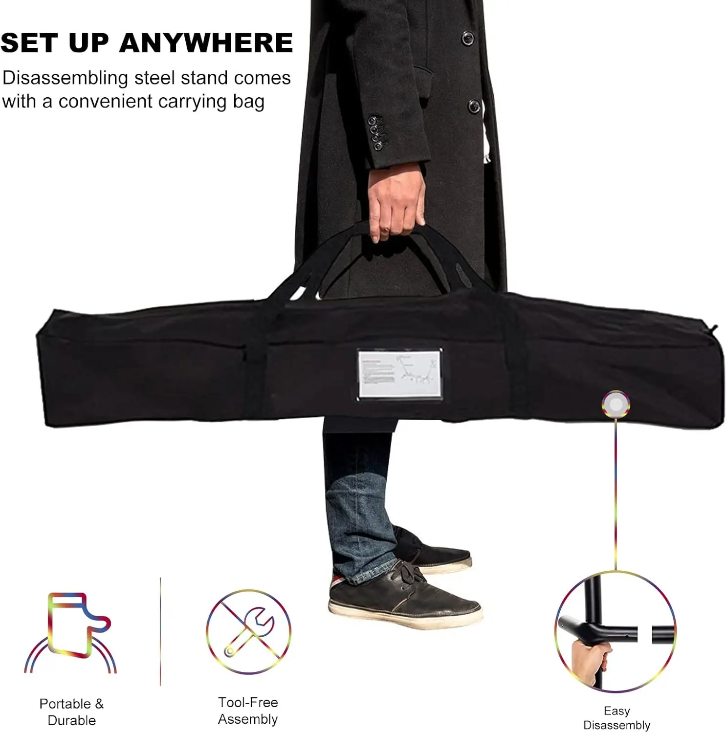 أرجوحة مزدوجة مع حامل متضمن بحامل فولاذي بسعة 450 رطل، وحقيبة حمل ممتازة وشعاعين توازن مضاد للدوران