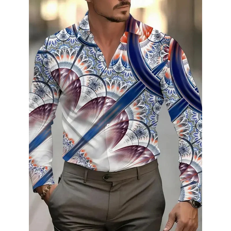 

Vintage Flower Print Men's Luxury Shirt Trimmed Long Sleeves High Quality Men's Casual Business Clothing Shirt