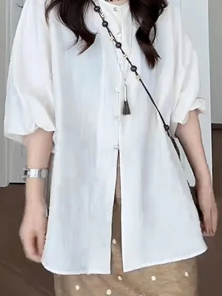 

Свободный женский летний утягивающий топ с кондиционером, новый дышащий ор Све, круглый, на пуговицах, повседневный, модный