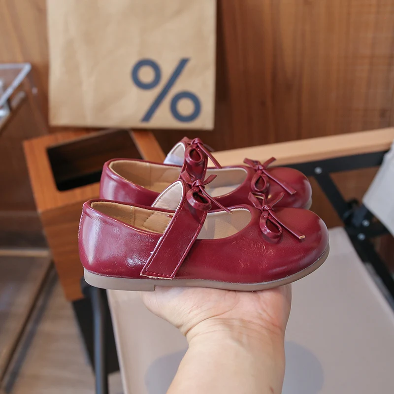 فتاة صغيرة أحذية من الجلد ربيع الخريف بسيط ربطة الأطفال الأميرة أحذية 2025 الاتجاه تنوعا طفل السببية موضة حذاء مسطح #2