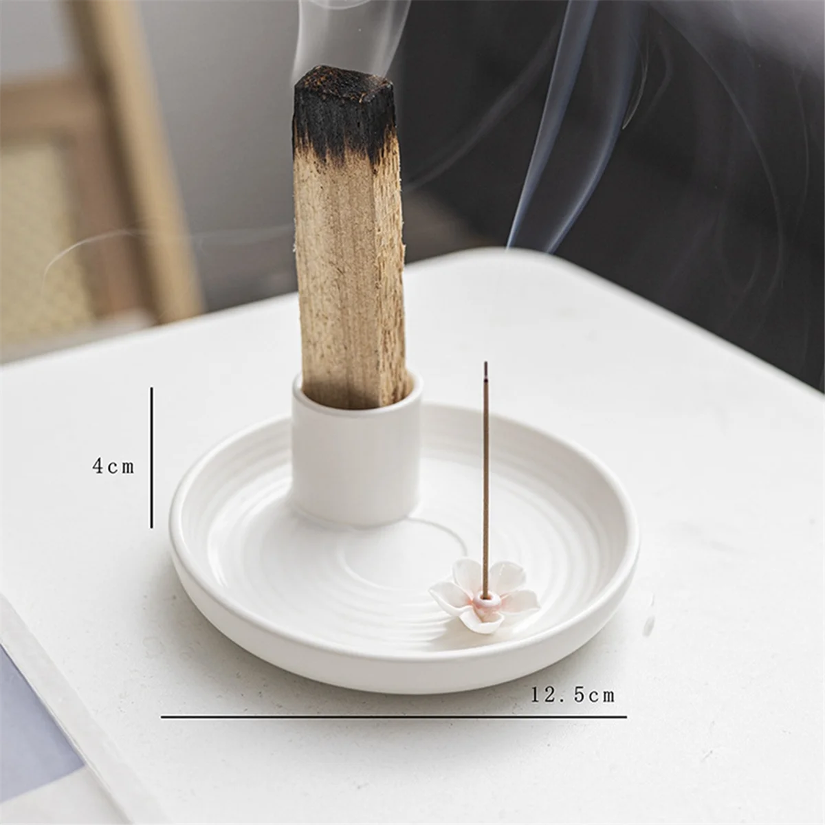 White Icense Holder,Ceramic Incense Holder,Scent Wood Stand, Simple,Modern Terracotta Incense Burner Sage Holder