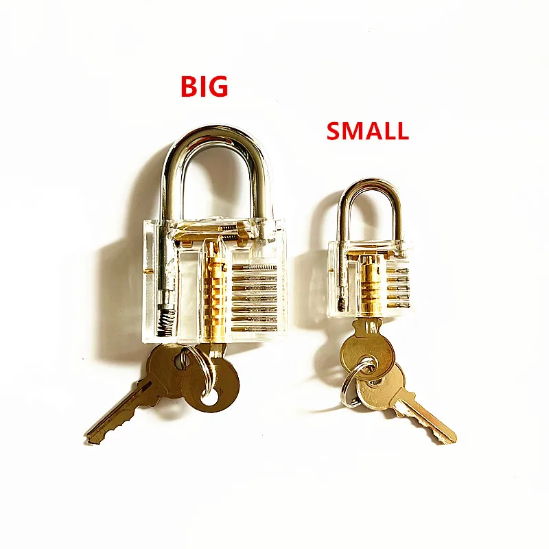 Transparent Practice Padlock with Keys 80x50mm DIY Visible Lock Pick Tools Cutaway Practice Padlock Training Locksmith Tool