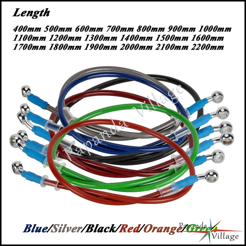 범용 오토바이 고무 브레이드 브레이크 호스 라인, ATV 유압 클러치, 유연한 튜브 브레이크 케이블, 브레이크 오일 파이프, 400mm-2200mm