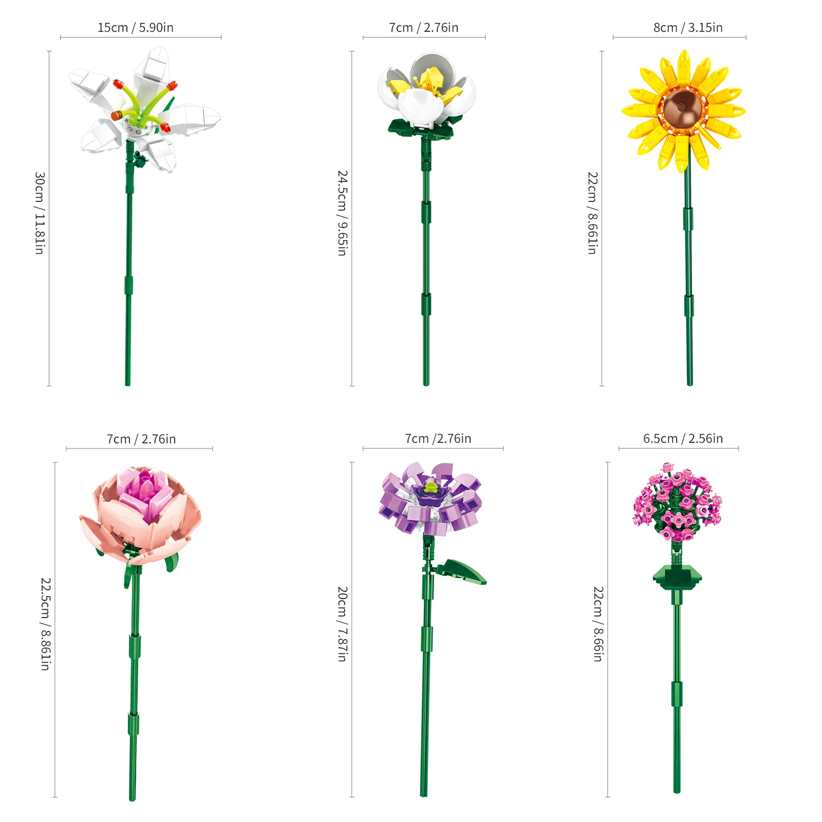 Zestaw do budowania bukietu kwiatów, zabawka roślinna, słonecznik, róża, dekoracja domu, model kwiatu lilii, klocki, prezent urodzinowy dla dorosłych kobiet i dziewcząt.