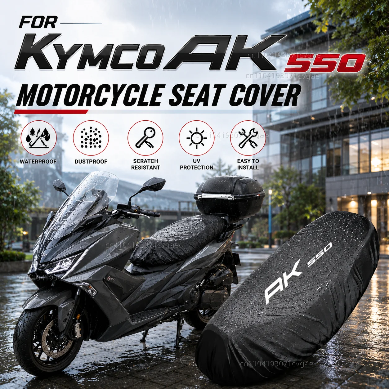 

For kymco Ak550 AK 500 550AK Motorcycle Rain Seat Cover Waterproof Saddle Cover Black 210D UV Protection