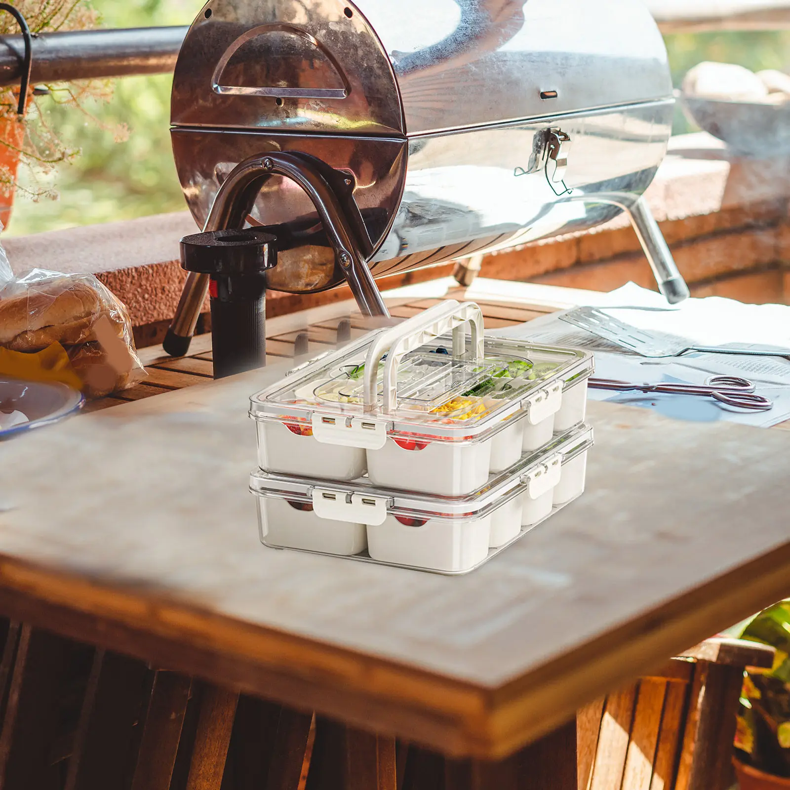 

Compartments Fridge Storage Box Portable Fresh Food Container Keep Fruit Vegetables Organized Transparent Reusable Household