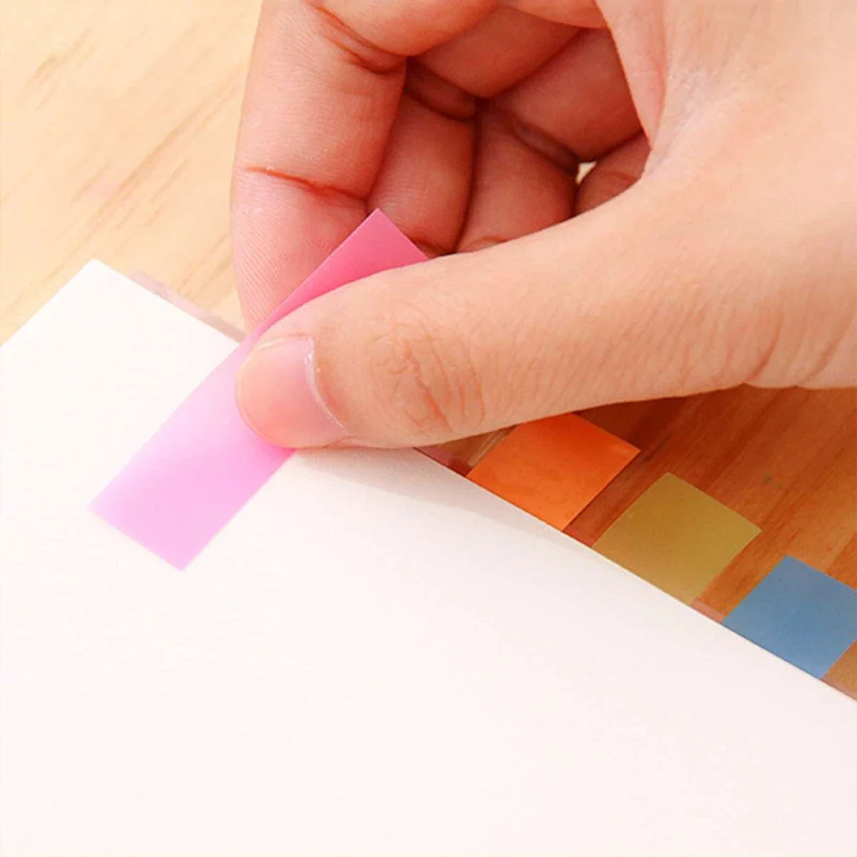 สติกเกอร์โน้ตยึดติดแบบเรืองแสง PET หลายสี 1/6/8 ชิ้น สำหรับนักเรียน สำนักงาน ใช้ทำเครื่องหมาย บุ๊กมาร์ก บันทึกข้อมูล