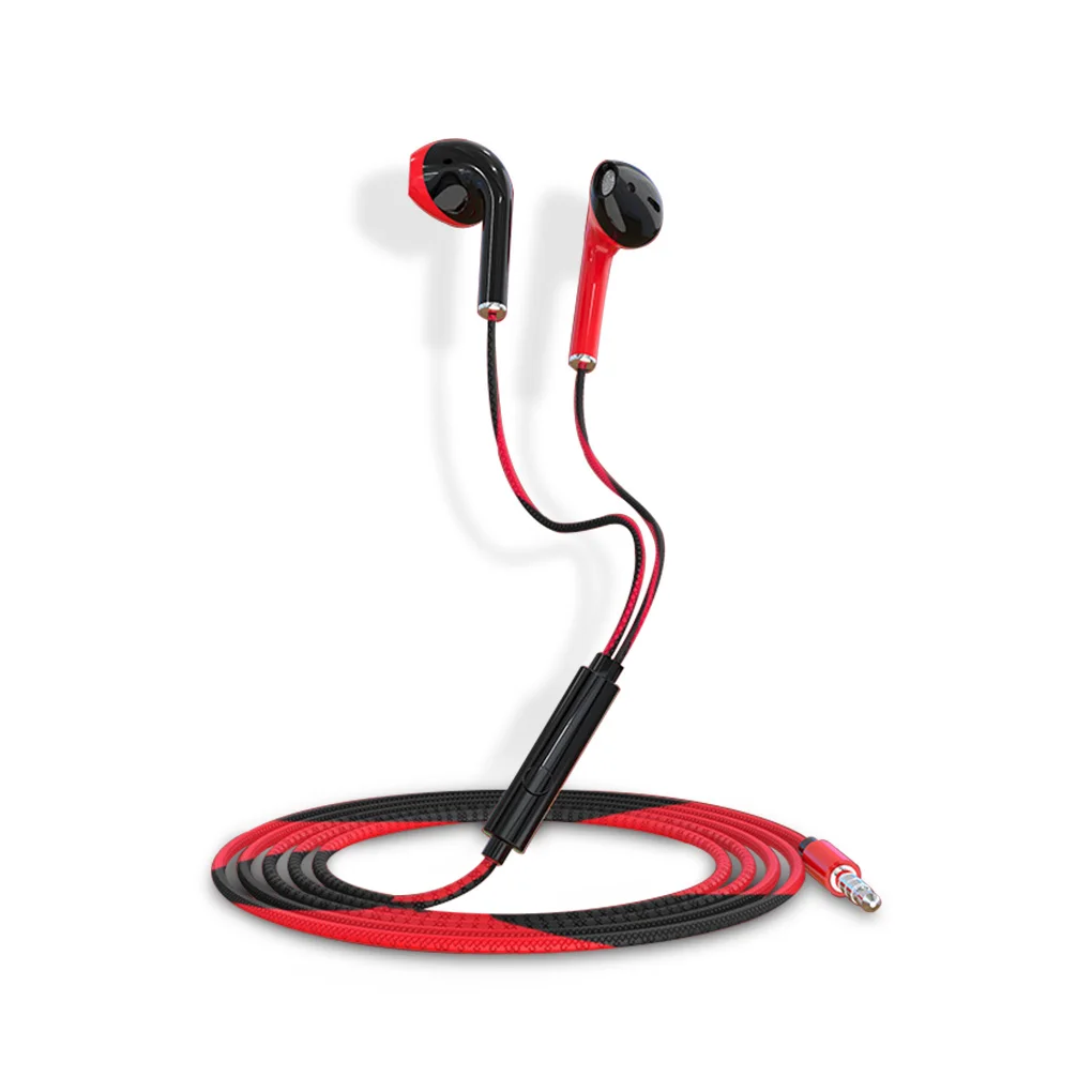 Tpe fone de ouvido com fio, cancelamento de ruído, estéreo, controle de linha de celular, 3.5mm, intra-auricular, ferramenta gamer, vermelho e preto