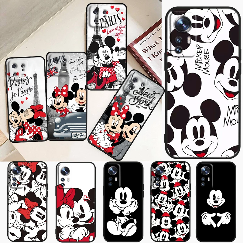 Mickey Minnie London New York For Xiaomi Mi 13 12 11 10 11T 10T 9T 9 8 Note 10 Ultra Pro Lite Soft Silicone Black Phone Case