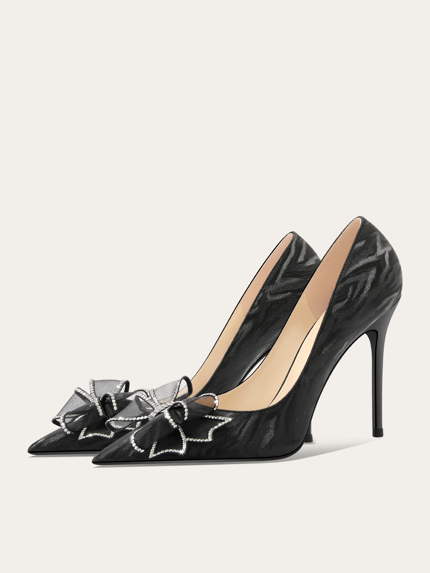 

Rhinestone Mesh Bow Striped Sequins High Heels Women's Single Shoes Women's Dinner Dress Shoes