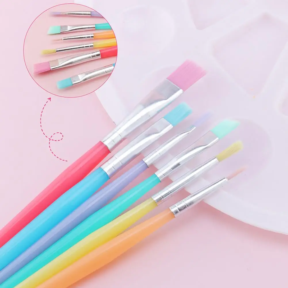 6PCS Paint Brush, with Candy Colored Design, Flexible Nylon Bristles Paint Brush, for Watercolor Acrylic Oil Painting Supplies