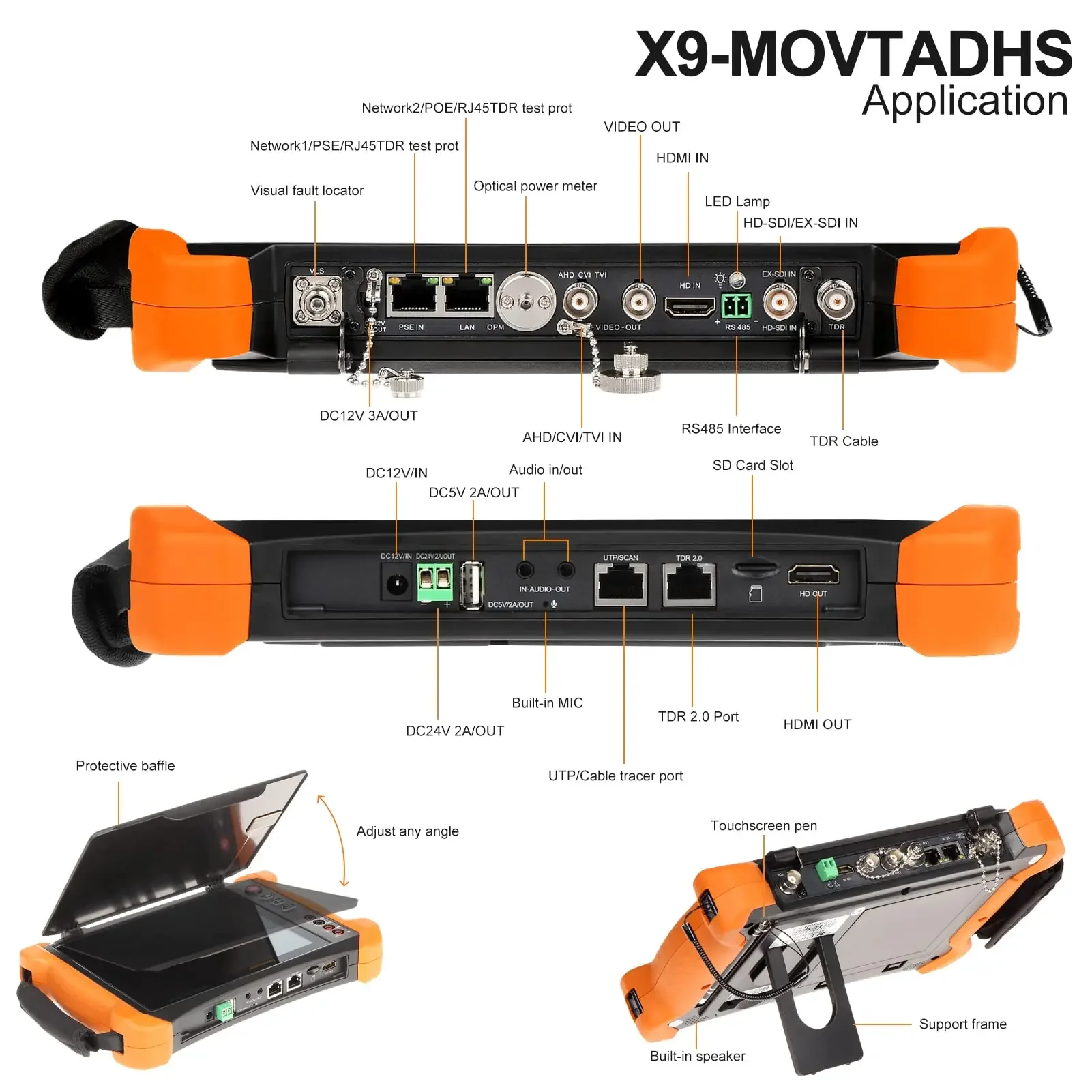 Cctv Ip Camera Tester 8Mp Ahd Cvi Tvi Sdi Add Digital Multimeter Optical Power Meter Visual Fault Locator Tdr Cable Test