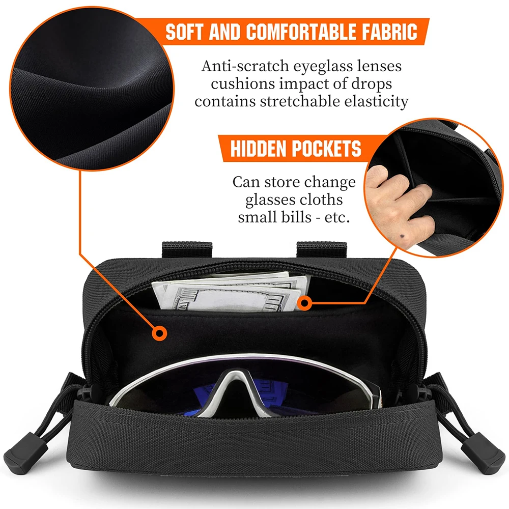 Tactical MOLLE Sunglass Case Semi-Hard Shell Eyewear Pouch with Clip Anti-Crush & Universal Fit for Glasses & Sunglasses image 2