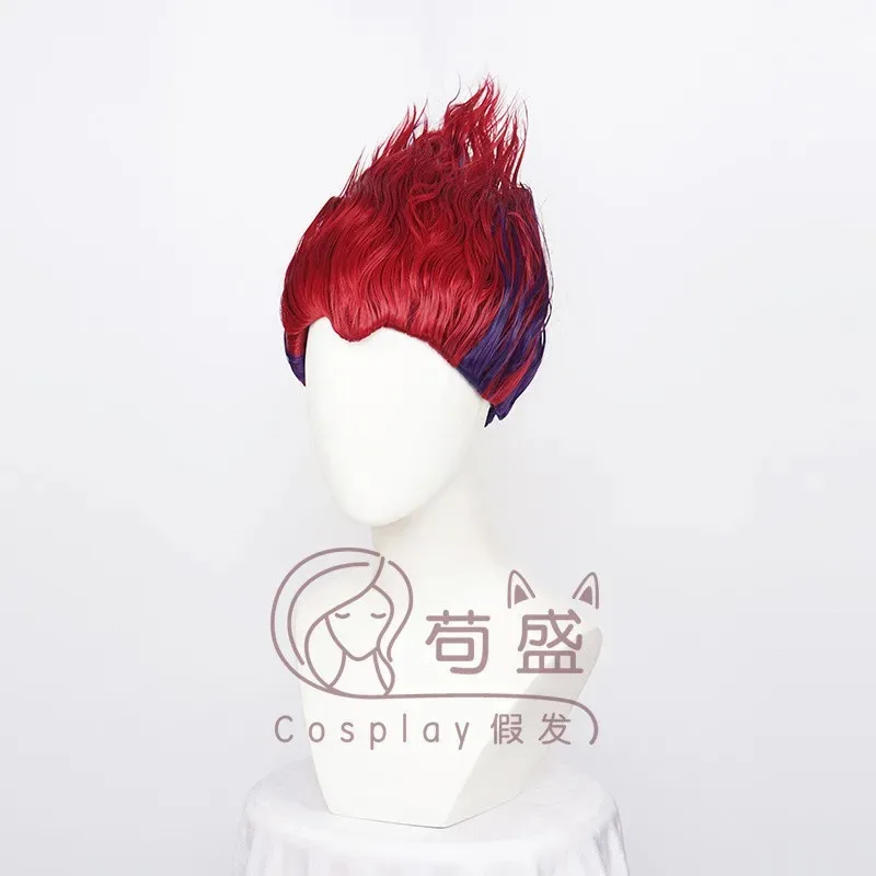 2025 22 جديد × هنتر عمل الشكل المفاتيح الأحمر مختلط اللون الأرجواني Hisoka فيلم التلفزيون شعر مستعار تأثيري الحرارة الألياف الاصطناعية الشعر +