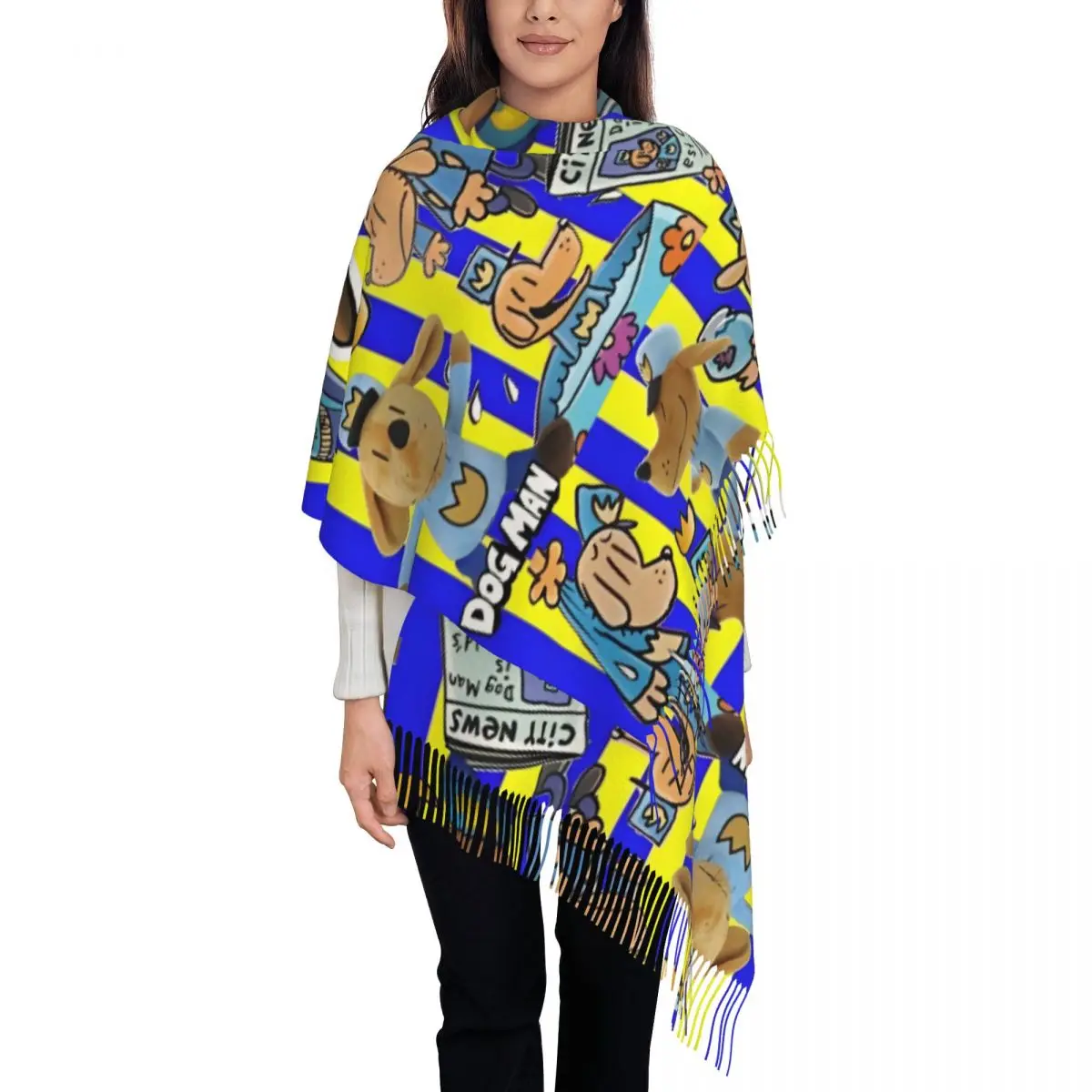 

Dog Man Dogman Movie Comic Scarf for Womens Warm Winter Pashmina Shawls and Wrap Cartoon Long Shawl Scarf Lightweight