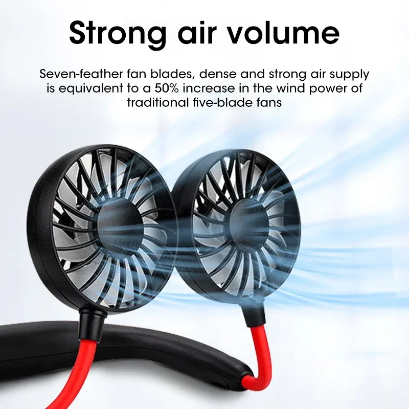 

Neck Fan Portable Fan Hand Free Mini USB Rechargeable Neck Fan Cooling Wearable Suitable Fan Air Cooler for Outdoor Sports