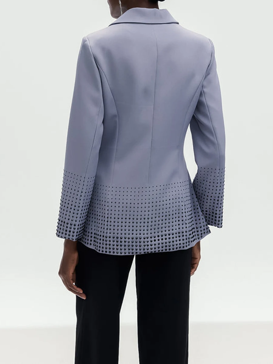 VGH สํานักงาน Patchwork Sequins Blazer สําหรับผู้หญิง Notched คอยาวแขนยาว Spliced แยก Hem เสื้ออารมณ์หญิงแฟชั่นใหม่