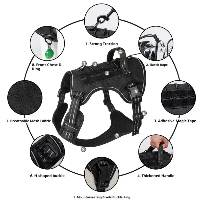 Large Dog Tactical Vest Multi-Function MOLLE-Compatible Harness With Anti-Pull Design For Outdoor Training Gear_voghion.com